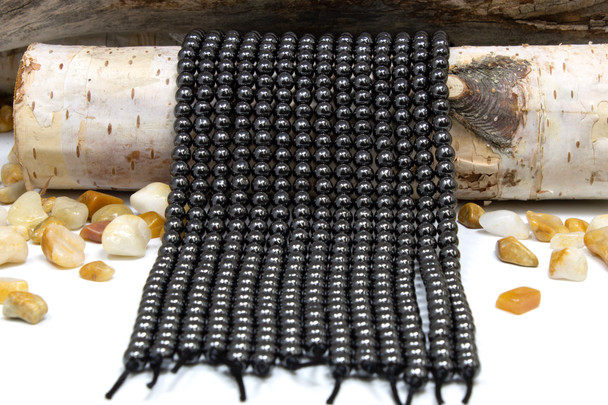 Magnetic Hematite A Grade Polished 6mm Round - 2mm Large Hole