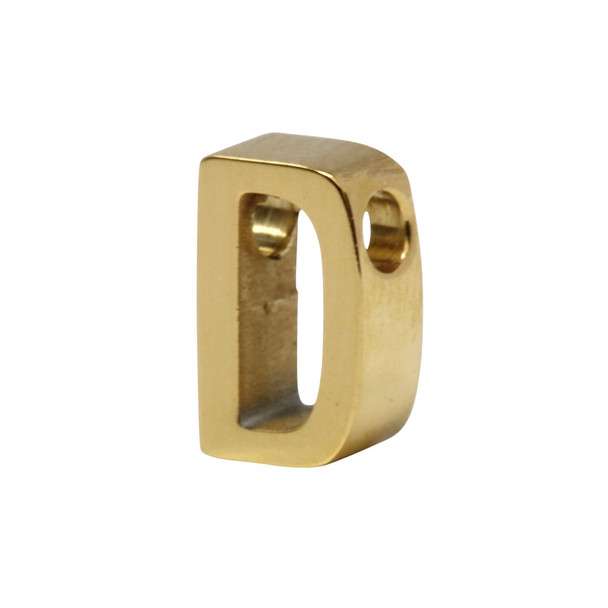 18K Gold Plated Stainless Steel Alphabet Bead - D