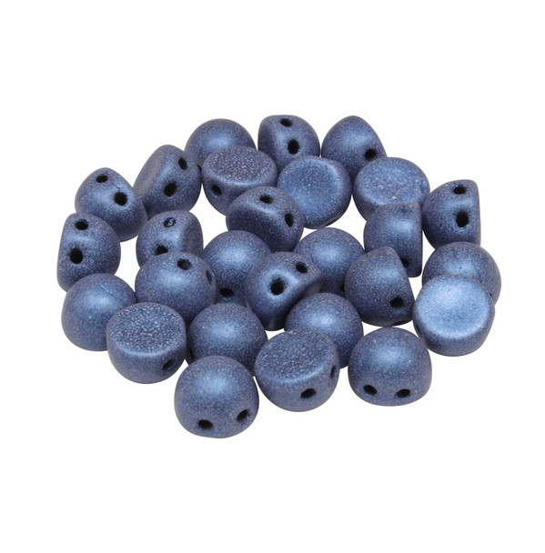 CzechMates® 7mm Cabochon 2 Hole Beads -- Metallic Suede Blue