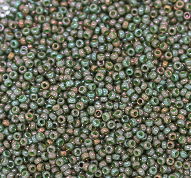Size 15 Miyuki Seed Beads -- 317F Red Brown Iris / Gold Luster