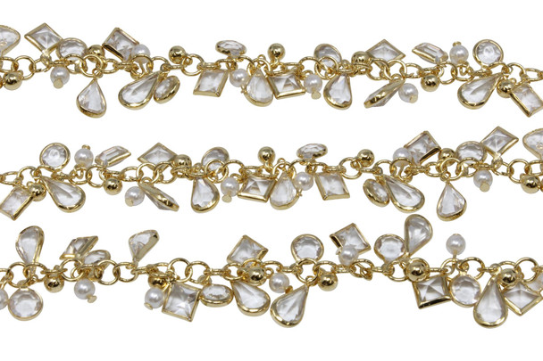 Gold 14mm Bauble Jewel Cable Chain - Sold by 6 Inches
