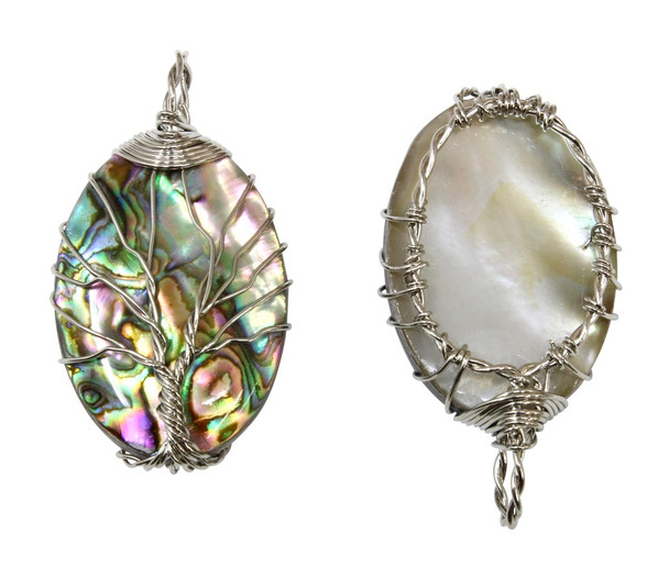 22x32mm Abalone Wire Wrapped Oval Pendant