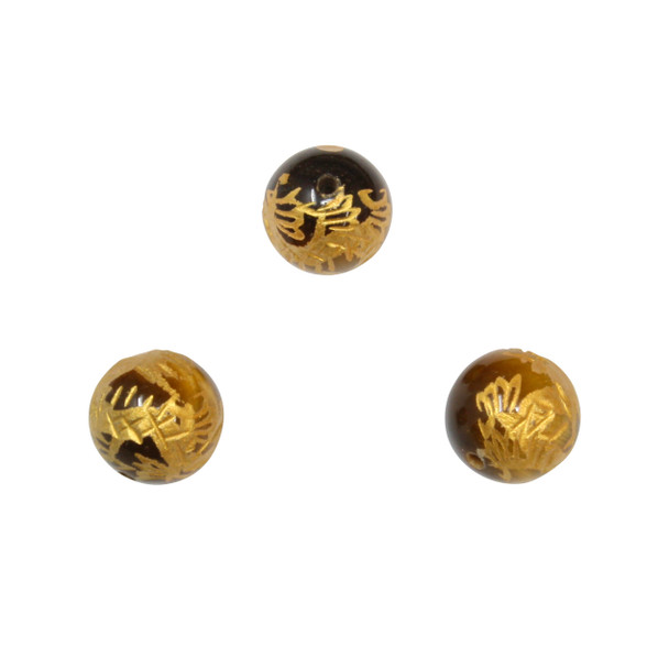 Handmade Carved Gold Tiger Eye 10mm Round