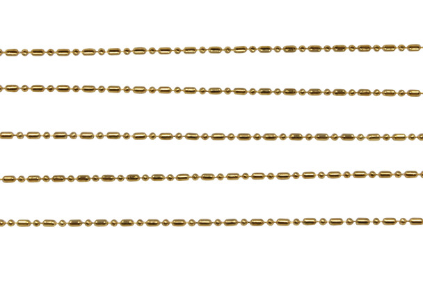 Gold 1mm Dot and Dash Ball Chain - Sold by 6 Inches