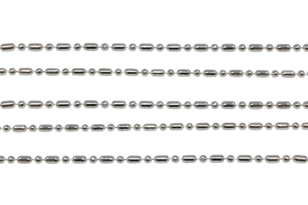 Silver 1.5mm Dot and Dash Ball Chain - Sold by 6 Inches