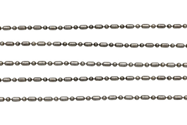 Antique Silver 1.5mm Dot and Dash Ball Chain - Sold by 6 Inches