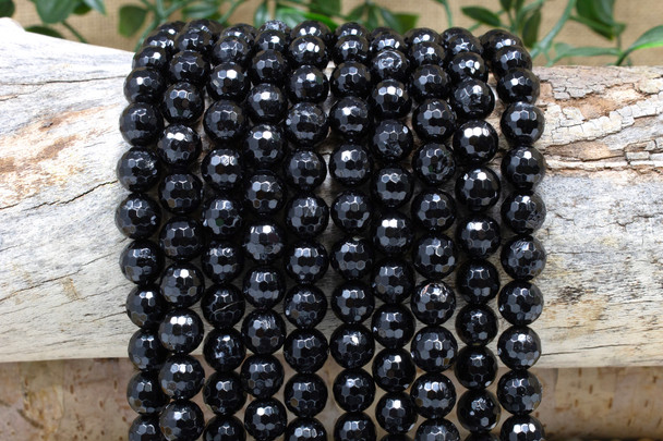 Black Tourmaline Polished 10mm Faceted Round