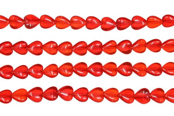 Czech Glass 10mm Heart -- Light Siam Ruby