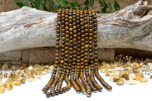 Yellow Tiger Iron Polished 8mm Round