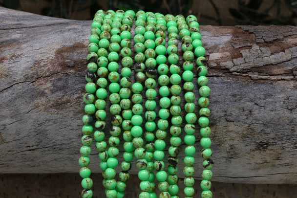 Reconstructed Manmade Turquoise & Shell 4mm Round - Green