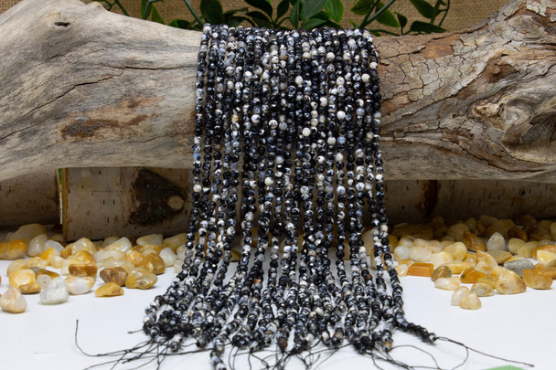 Black Fire Agate Polished 4mm Faceted Round