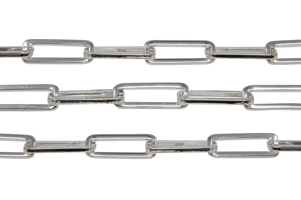 Silver 25x9mm Box Paperclip Chain- Sold By 6 Inches