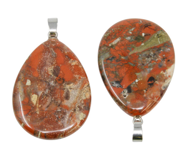 Poppy Jasper Polished 30x40mm Drop Pendant