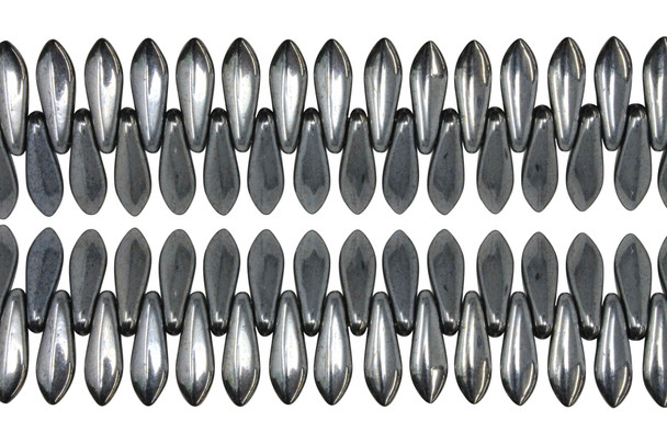 Czech Glass 16x5mm Dagger Beads -- Hematite