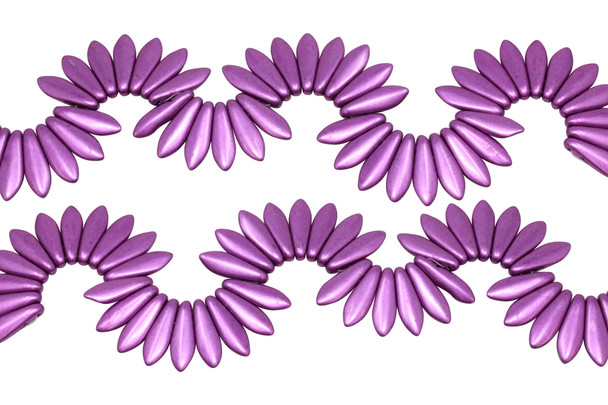 Czech Glass 16x5mm Dagger Beads -- Metallic Spring Crocus