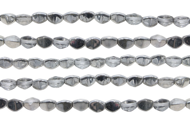 Czech Glass 5x3mm Pinch Beads -- Silver 1/2 Coat
