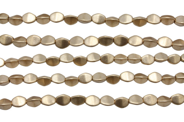 Czech Glass 5x3mm Pinch Beads -- Matte Metallic Flax