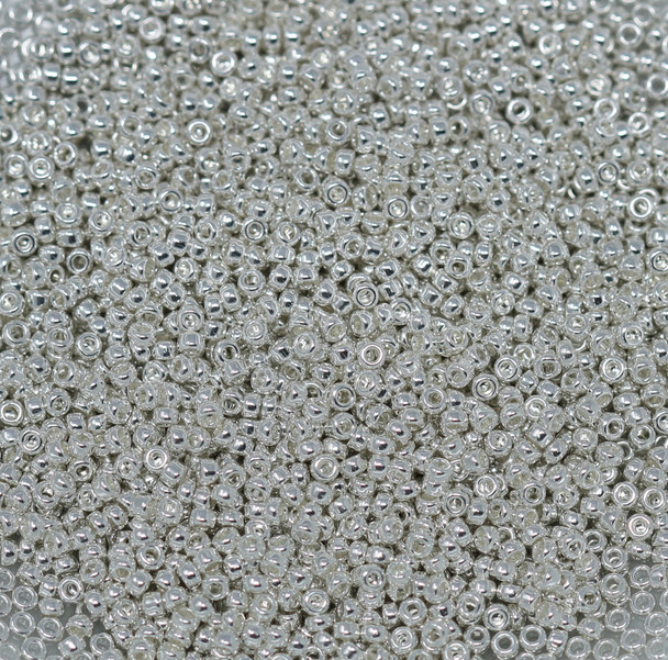 Size 15 Miyuki Seed Beads -- 464E Silver Plated