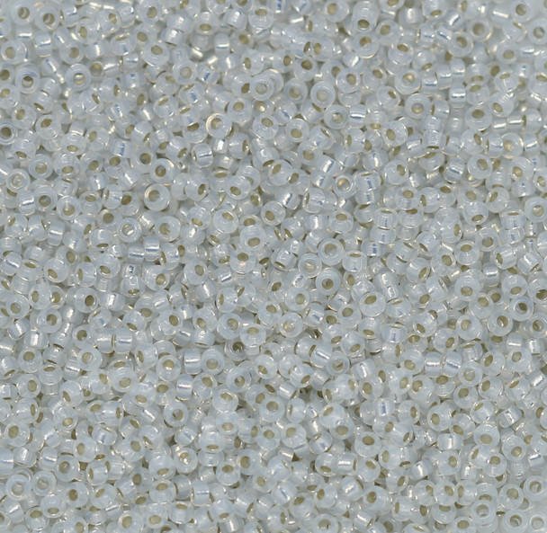 Size 15 Miyuki Seed Beads -- 551 White Opal / Gilt Lined