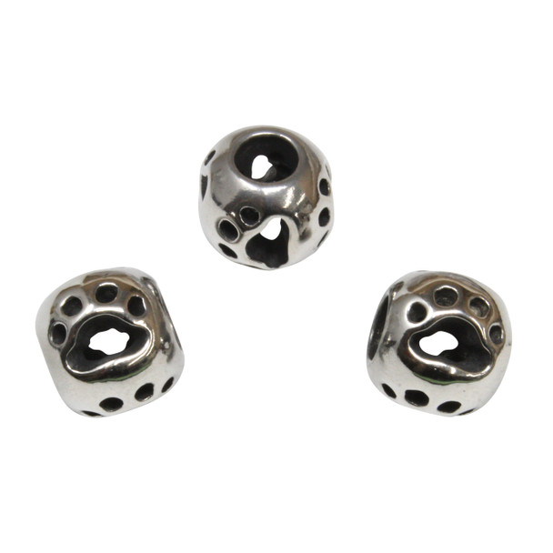 Stainless Steel 11.6x12.7mm Paw Print Bead
