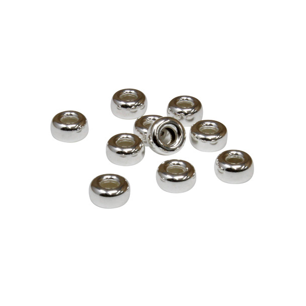 Sterling Silver 5mm Rondel Beads - 10 Pieces