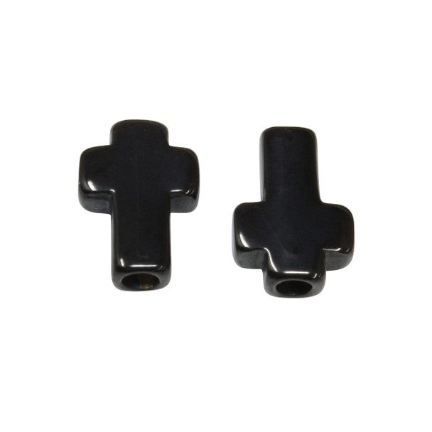 Black Stainless Steel 14x10mm Cross Bead