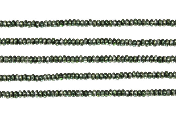 Czech Glass 3mm Rondelle -- Mirror Fern Green