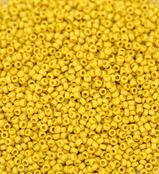 Size 15 Miyuki Seed Beads -- 1233 Opaque Mustard Matte