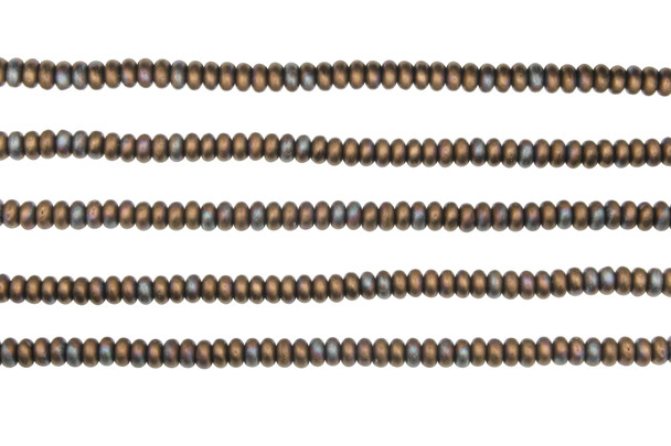 Czech Glass 3mm Rondelle -- Jet Matte Bronze Vega