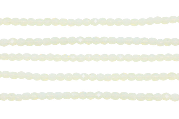 Fire Polish 3mm Faceted Round - Milky Jonquil