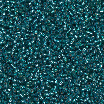 Size 15 Miyuki Seed Beads -- 1424 Teal / Silver Lined
