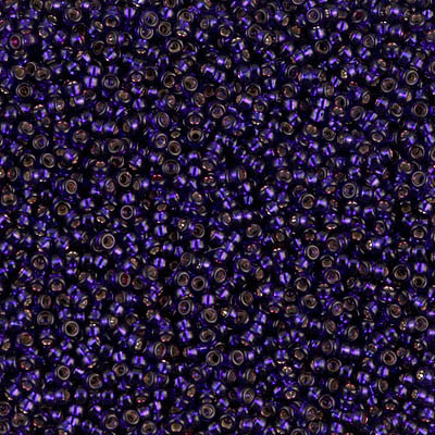 Size 15 Miyuki Seed Beads -- 1426 Dyed Dark Purple / Silver Lined