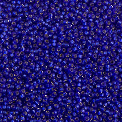 Size 15 Miyuki Seed Beads -- 1656 Cobolt / Silver Lined Semi Matte