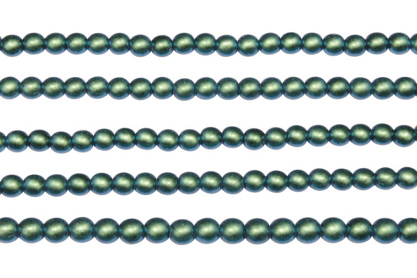 Czech Glass 6mm  Round -- Polychrome Aqua Teal