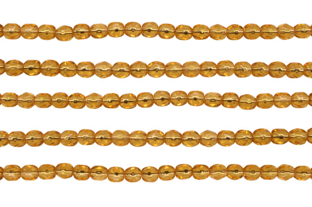Fire Polish 4mm Faceted Round - Topaz Silver Lined Czech Glass