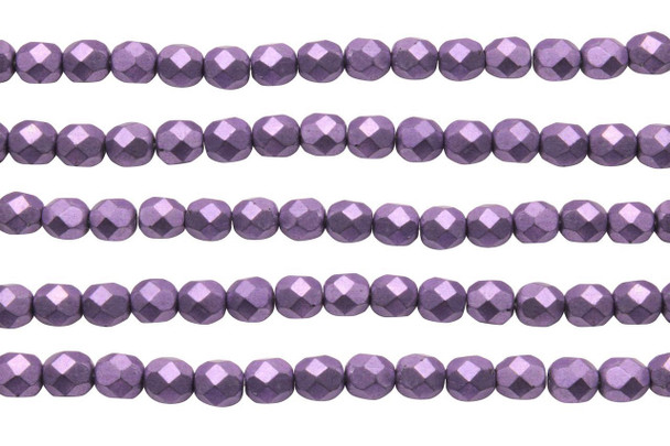 Fire Polish 6mm Faceted Round - Saturated Metallic Ballet Slipper