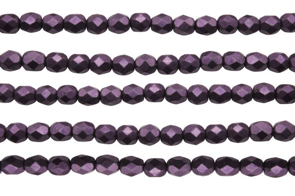 Fire Polish 6mm Faceted Round - Saturated Metallic Tawny Port