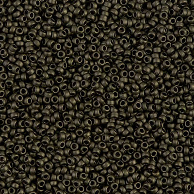 Size 15 Miyuki Seed Beads -- 2004 Matte Metallic Olive Green
