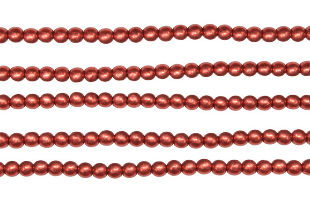 Czech Glass 4mm Round -- Saturated Metallic Cranberry