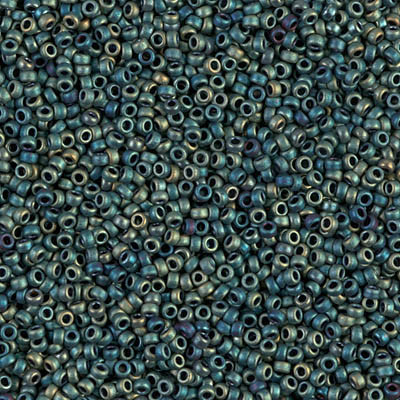 Size 15 Miyuki Seed Beads -- 2008 Matte Metallic Green Iris