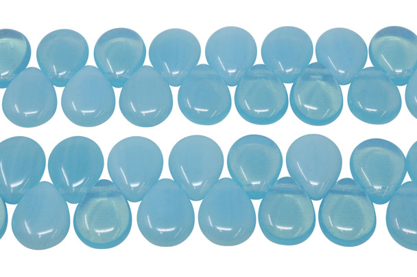 Glass 16x12mm Pear Drop - Milky Aquamarine
