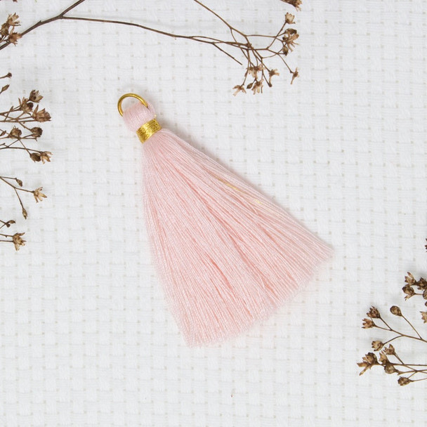 Baby Pink 65mm Gold Ring Tassel