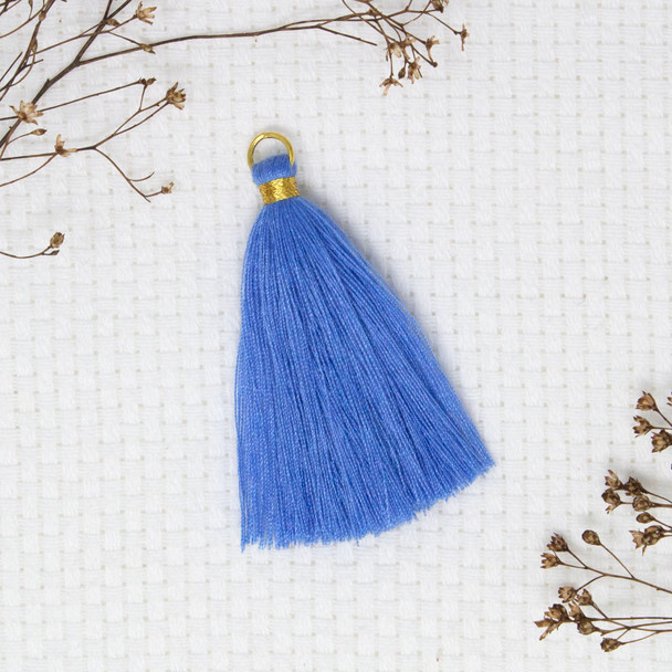 Blue 65mm Gold Ring Tassel