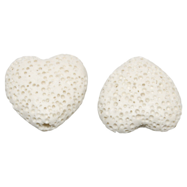 White Lava Rock 20mm Heart Bead