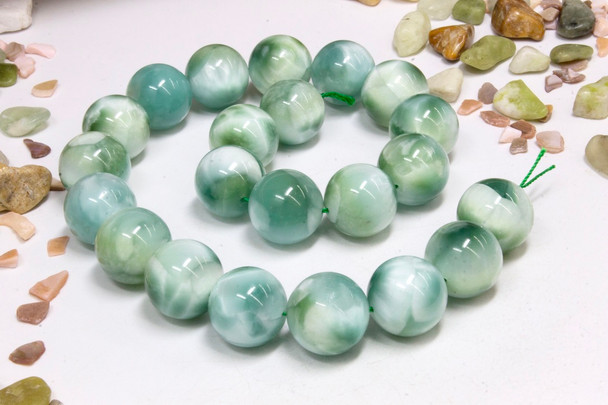 Green Angelite A Grade Polished 18mm Round