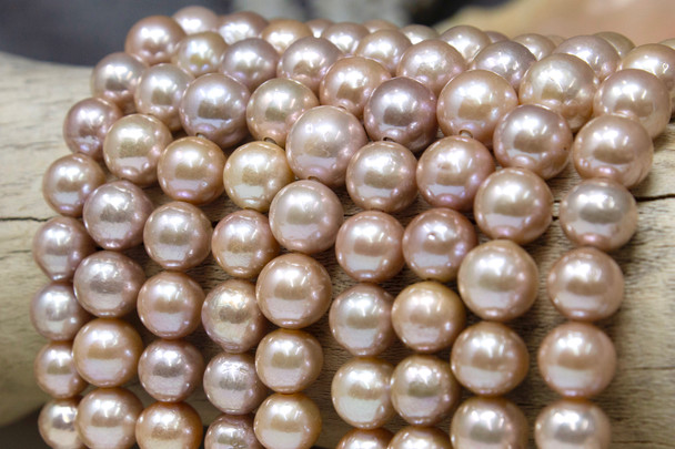 Edison Freshwater Pearls Rose 10-14mm Graduated Round - 2mm Large Hole