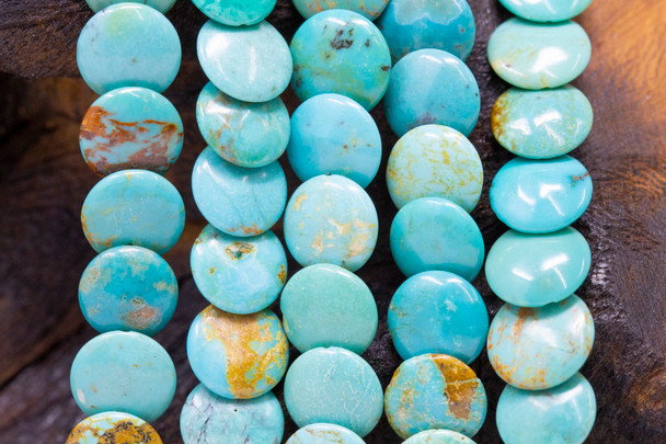 Elisa Turquoise Polished 9mm Flat Drill Coin