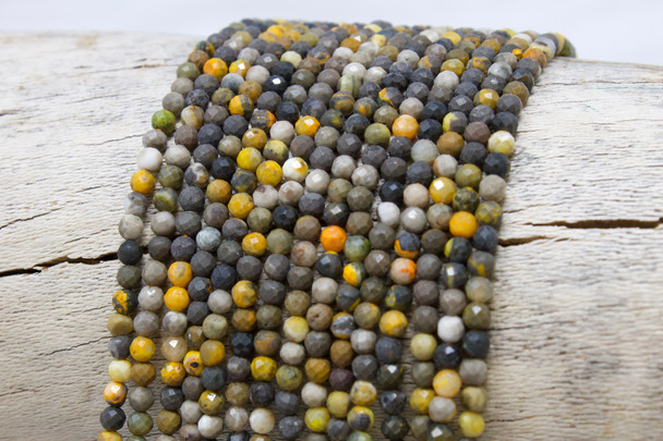 Bumble Bee Jasper Polished 3mm Faceted Round
