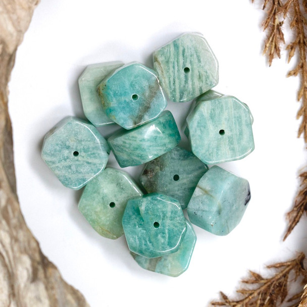 Amazonite Polished 9x16mm Hexagon Disc