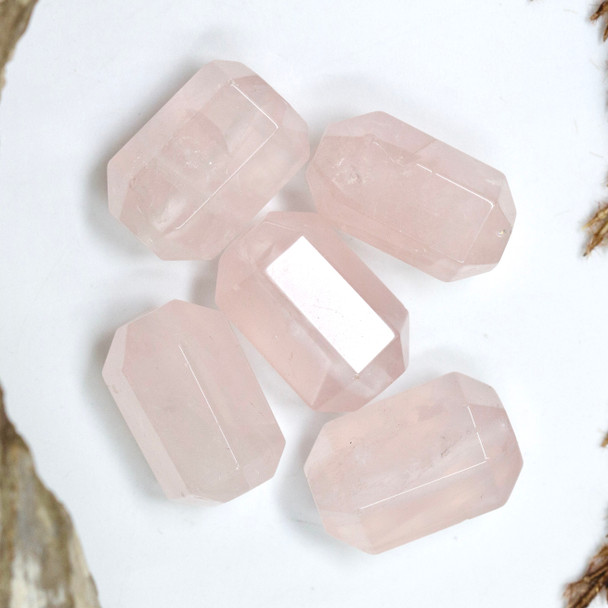 Rose Quartz Polished 15x25mm Faceted Double Point
